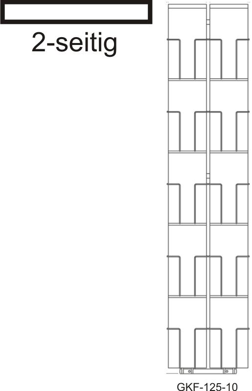 Karten-Bodenständer, 125 mm, 20 Fächer, 2-reihig, 2-seitig, silber